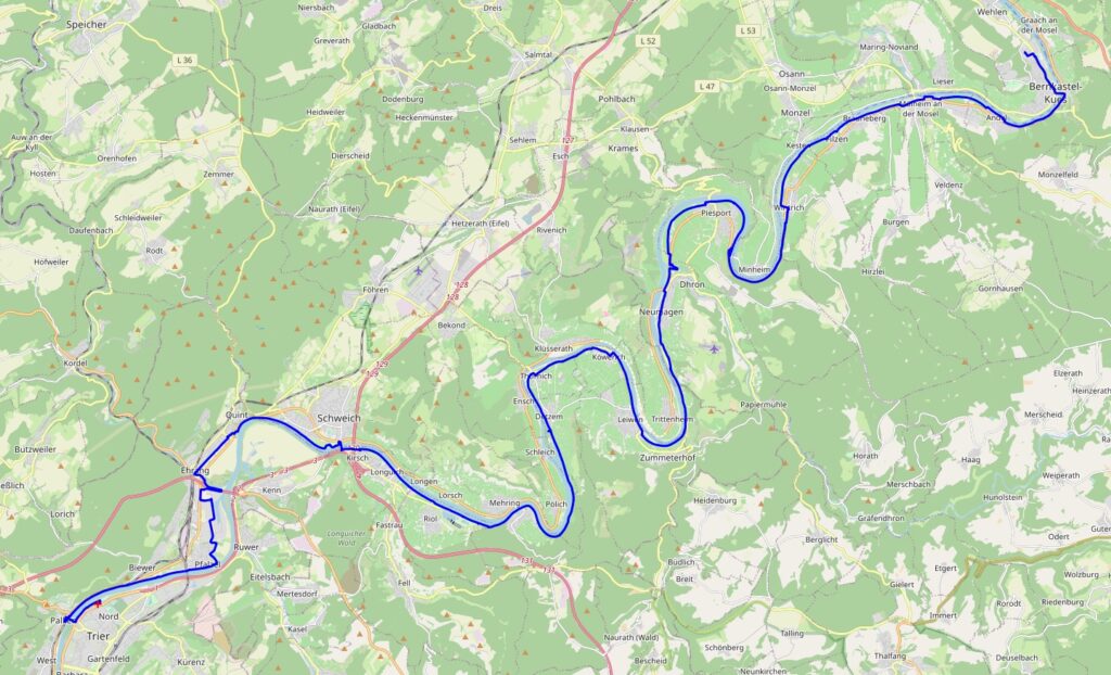 Karte: Trier nach Bernkastel-Kues