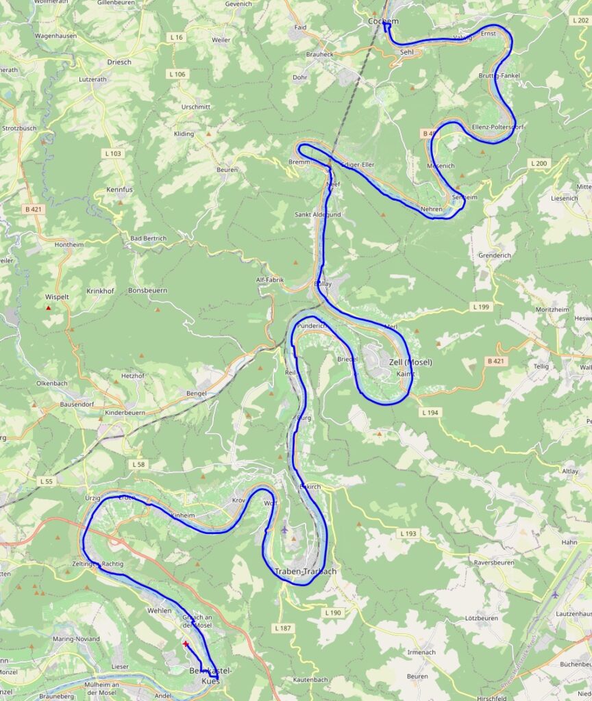 Karte: von Bernkastel-Kues nach Cochem