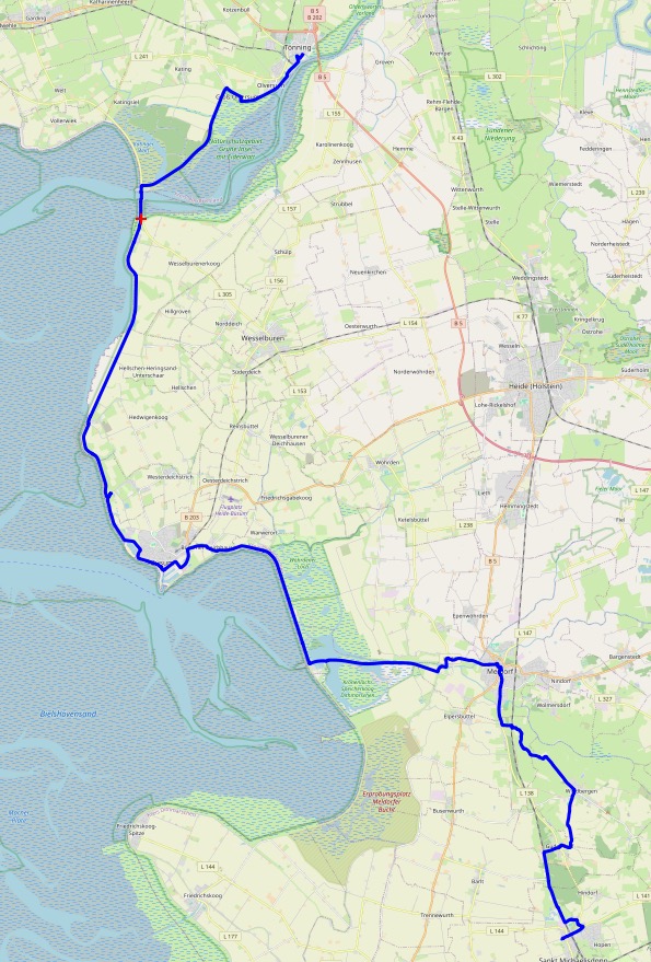 Karte mit der Route von Tag 3