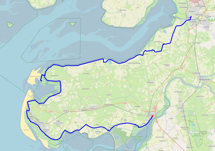 Karte mit der Route von Tag 4