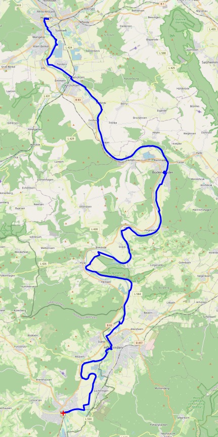 Karte mit der Strecke von Tag 3